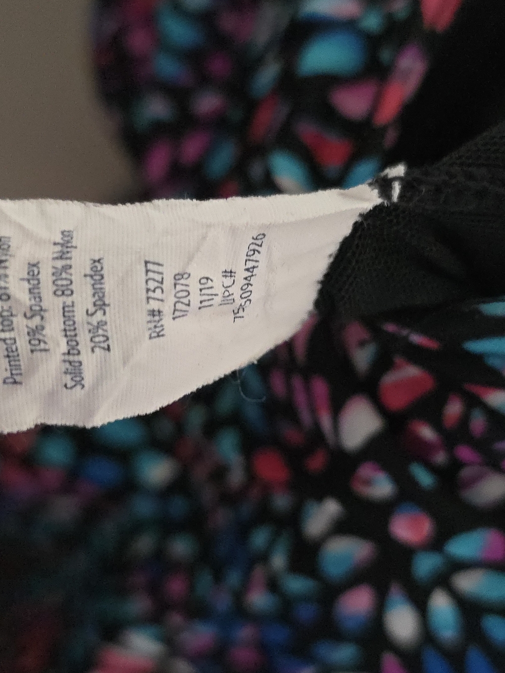 Black Multicolor Ruffled Tankini Top - Picture 5 of 8